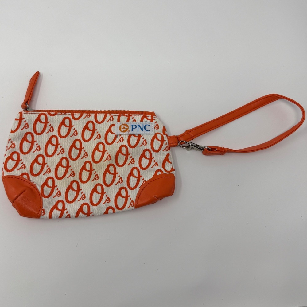 MLB Baltimore Orioles Orange White Logo Canvas Wristlet Pouch Bag PNC Promo